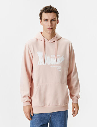 Kolej Sweatshirt Kapşonlu Slogan Baskılı Kanguru Cep Detaylı