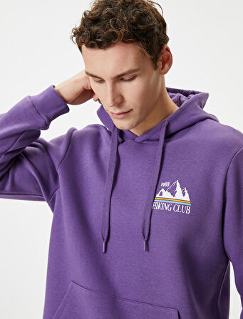 Kolej Sweatshirt Kapşonlu Slogan Baskılı Kanguru Cep Detaylı