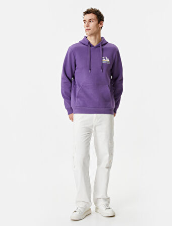 Kolej Sweatshirt Kapşonlu Slogan Baskılı Kanguru Cep Detaylı