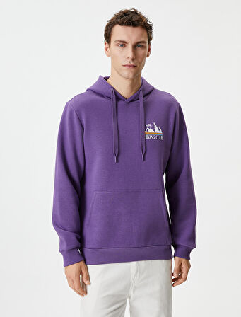Kolej Sweatshirt Kapşonlu Slogan Baskılı Kanguru Cep Detaylı