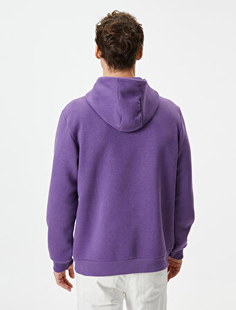 Kolej Sweatshirt Kapşonlu Slogan Baskılı Kanguru Cep Detaylı