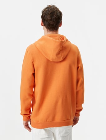 Slogan Baskılı Hoodie Kanguru Cep Detaylı Uzun Kollu