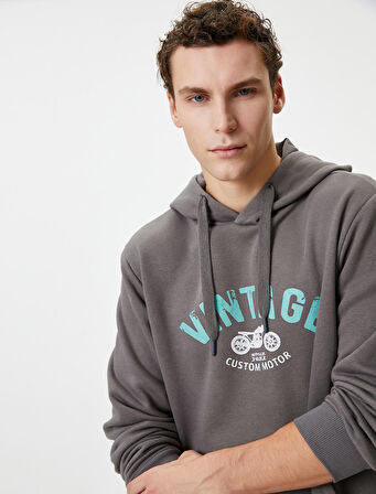 Kolej Hoodie Slogan Baskılı Kanguru Cep Detaylı