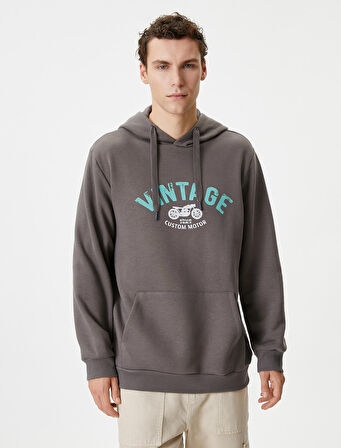 Kolej Hoodie Slogan Baskılı Kanguru Cep Detaylı