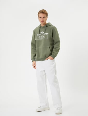 Arkası Baskılı Hoodie Mitoloji Temalı Kanguru Cep Detaylı