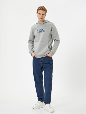 Arkası Baskılı Hoodie Şehir Temalı Kanguru Cep Detaylı