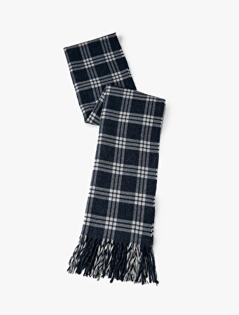 Ekoseli Atkı Püskül Detaylı Yumuşak Dokulu