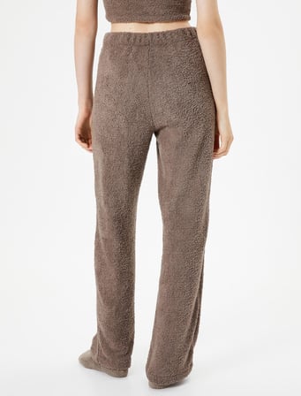 Polar Pijama Altı Beli Lastikli Düz Paça