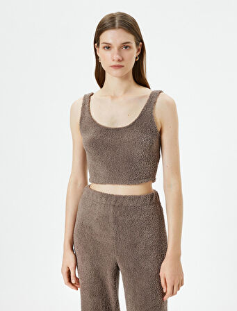 Polar Pijama Üstü Crop Askılı