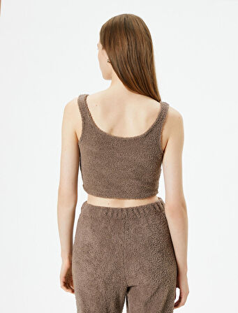 Polar Pijama Üstü Crop Askılı