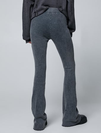 İspanyol Paça Tayt Pantolon Beli Lastikli Fitilli
