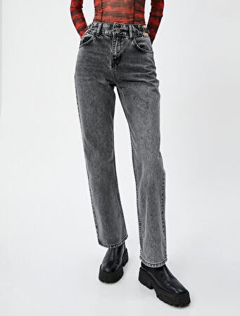 Düz Paça Kot Pantolon Yüksek Bel - Nora Jean