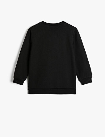 Sweatshirt Uzun Kollu Bisiklet Yaka Futbol Temalı Baskı Detaylı Şardonlu