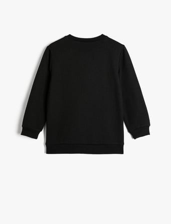 Sweatshirt Uzun Kollu Bisiklet Yaka Futbol Temalı Baskı Detaylı Şardonlu