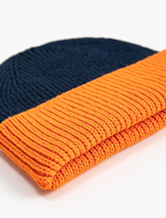 Bere Lastikli Örgü Renk Bloklu