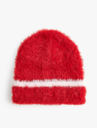 Peluş Bere Çizgi Detaylı