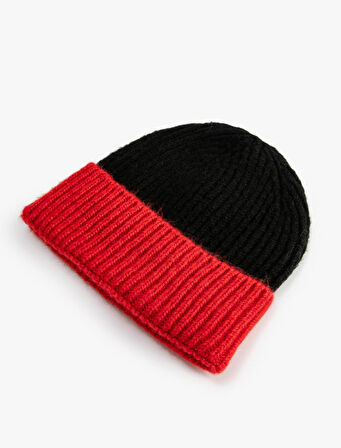 Lastikli Örgü Bere Renk Bloklu 