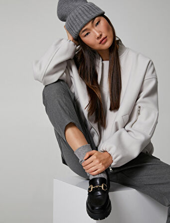 Lastikli Örgü Bere Kenarları Geniş Katlı