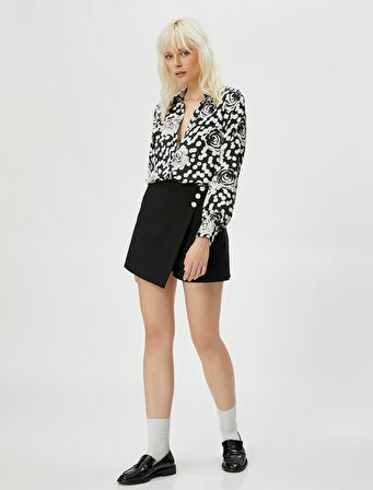 Çiçekli Gömlek Uzun Kollu Düğmeli Klasik Yaka