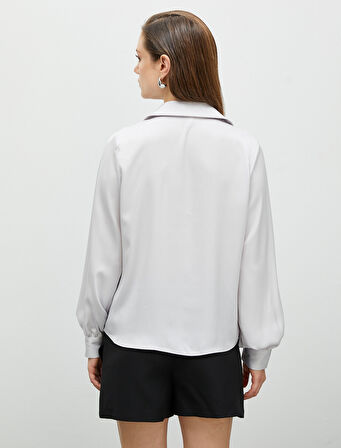 Balon Kol Gömlek Çift Cepli Düğmeli Klasik Yaka