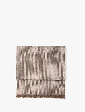 Atkı Balıksırtı Desenli Püskül Detaylı