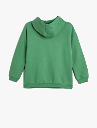 Kapşonlu Sweatshirt Anime Baskılı Uzun Kollu Şardonlu 