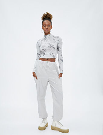 Paraşüt Pantolon Cep Detaylı Lastikli Stoperli Pamuklu