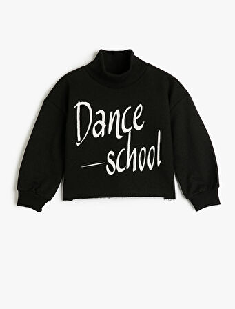 Sweatshirt Dans Temalı Uzun Kollu Dik Yaka Şardonlu 