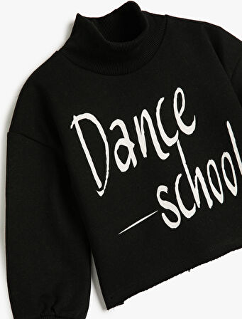 Sweatshirt Dans Temalı Uzun Kollu Dik Yaka Şardonlu 