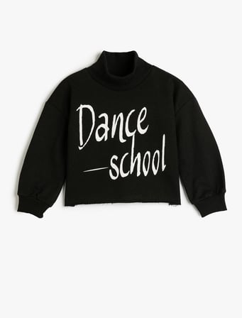 Sweatshirt Dans Temalı Uzun Kollu Dik Yaka Şardonlu 