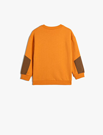 Sweatshirt Uzun Kollu Bisiklet Yaka Cep Detaylı Şardonlu Pamuklu 