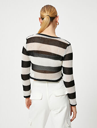 Crop Kazak V Yaka Uzun Kollu