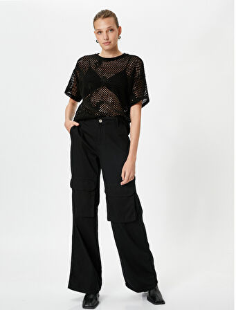 Kısa Kollu File Kazak Bisiklet Yaka Ajurlu