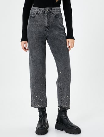 4Wal40254Md Koton Trousers Kadın Jean Pantolon SİYAH