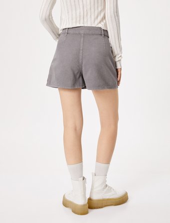 Kot Şort Etek Mini Gabardin Kumaş Fermuarlı Düğmeli