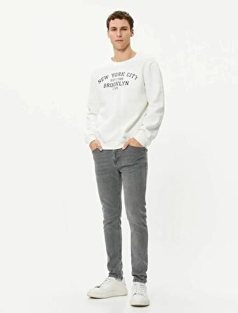 4WAM40248ND Koton Skinny JUSTIN Erkek  Jean Pantolon GRİ