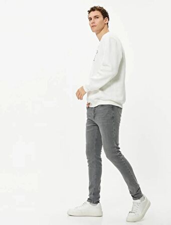4WAM40248ND Koton Skinny JUSTIN Erkek  Jean Pantolon GRİ