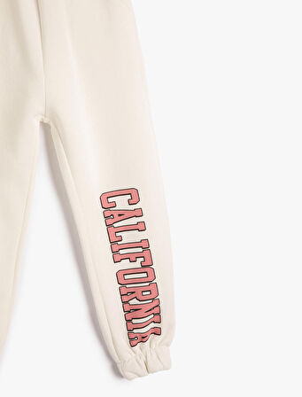 Jogger Eşofman Altı Beli Lastikli Baskı Detaylı Cepli