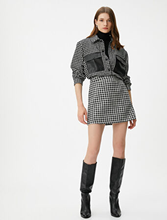 Tüvit Ceket Suni Deri Detaylı Cepli Düğmeli