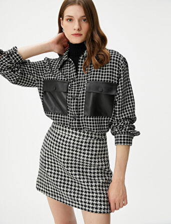 Tüvit Ceket Suni Deri Detaylı Cepli Düğmeli