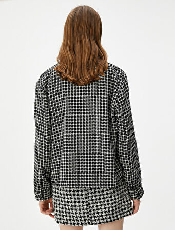 Tüvit Ceket Suni Deri Detaylı Cepli Düğmeli