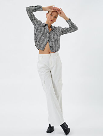 Zebra Desenli Gömlek Uzun Kollu Düğmeli