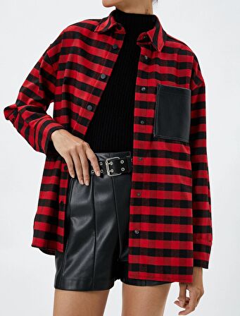 Koton Kadın Oduncu Gömleği Deri Görünüm Cep Detaylı Çıtçıt Kapama 4WAK60053PW