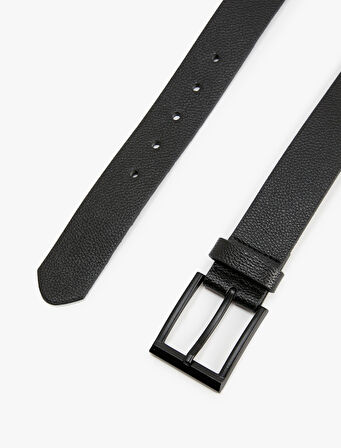 Kemer Deri Görünümlü Metal Toka Detaylı