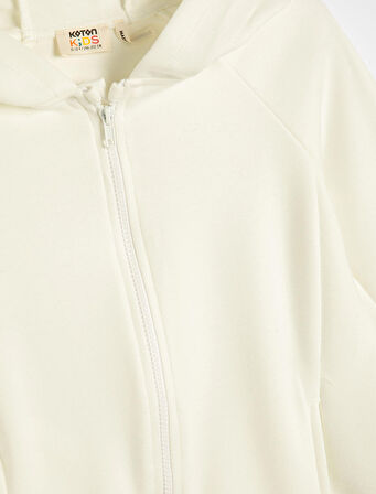Basic Fermuarlı Sweatshirt Kapşonlu Uzun Kollu Cepli