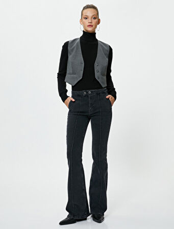 İspanyol Jeans Nervürlü Dar Kesim Normal Bel - Victoria Jean