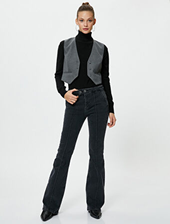 İspanyol Jeans Nervürlü Dar Kesim Normal Bel - Victoria Jean