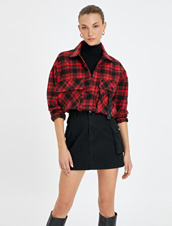 Oversize Gömlek Ceket Cep Detaylı Çıtçıt Düğmeli 