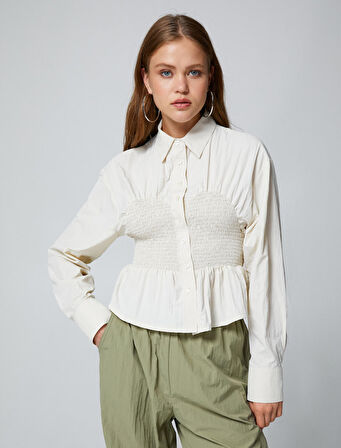 Gömlek Gipe Detaylı Korse Görünümlü Uzun Kollu 