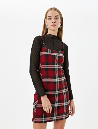 Mini Salopet Elbise İnce Askılı Slim Fit
